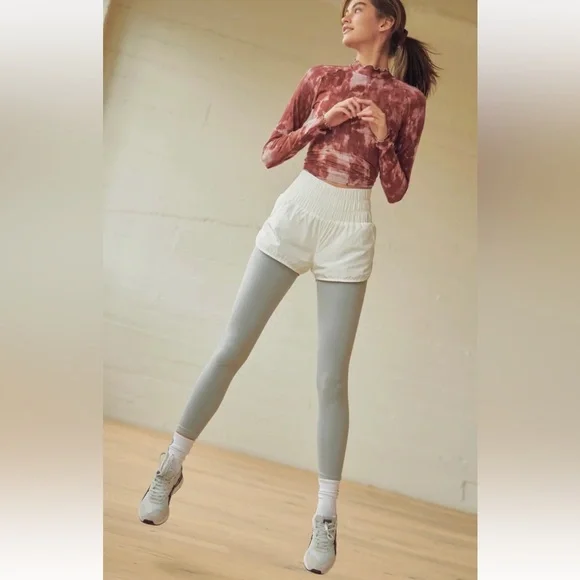 FP Movement Way Home Shorts Optic White Smocked High Rise Small - Picture 14 of 16